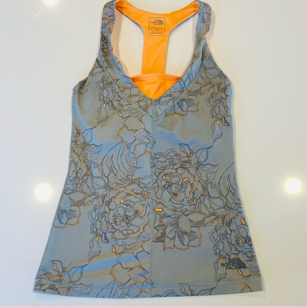 The North Face Gray and Orange Floral Tank Top • XS - Picture 5 of 10